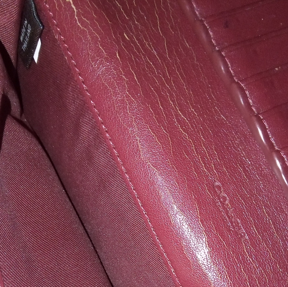 Authentic Vintage Coach New York Long Zipper Wallet Burgundy Wine Bordeaux Plum - Picture 7 of 14